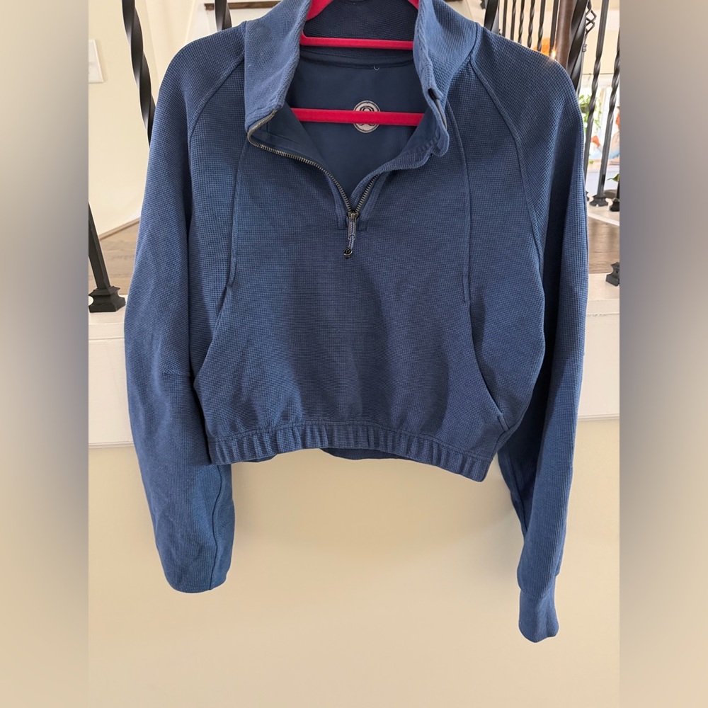 Lululemon Women's Blue Half-Zip Pullover waffle Hoodie